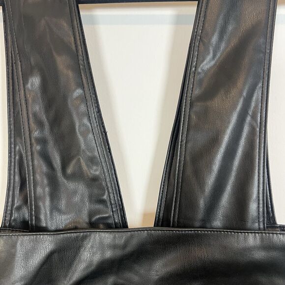 Zara Faux Leather Overalls Jumpsuit XS NWT bloggers favorite straight leg - Picture 11 of 11